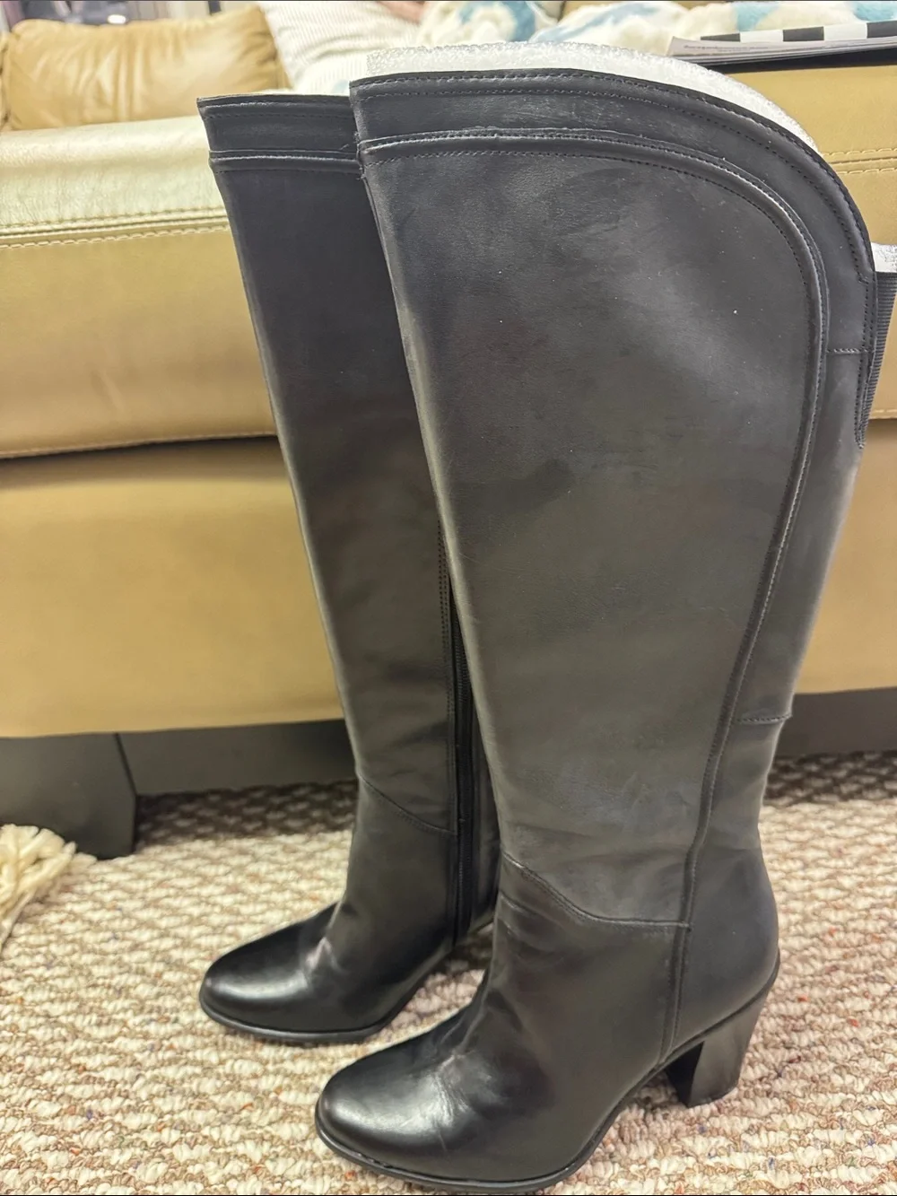 NWOT Audrey Brooke Black Over-the-Knee Leather Boots